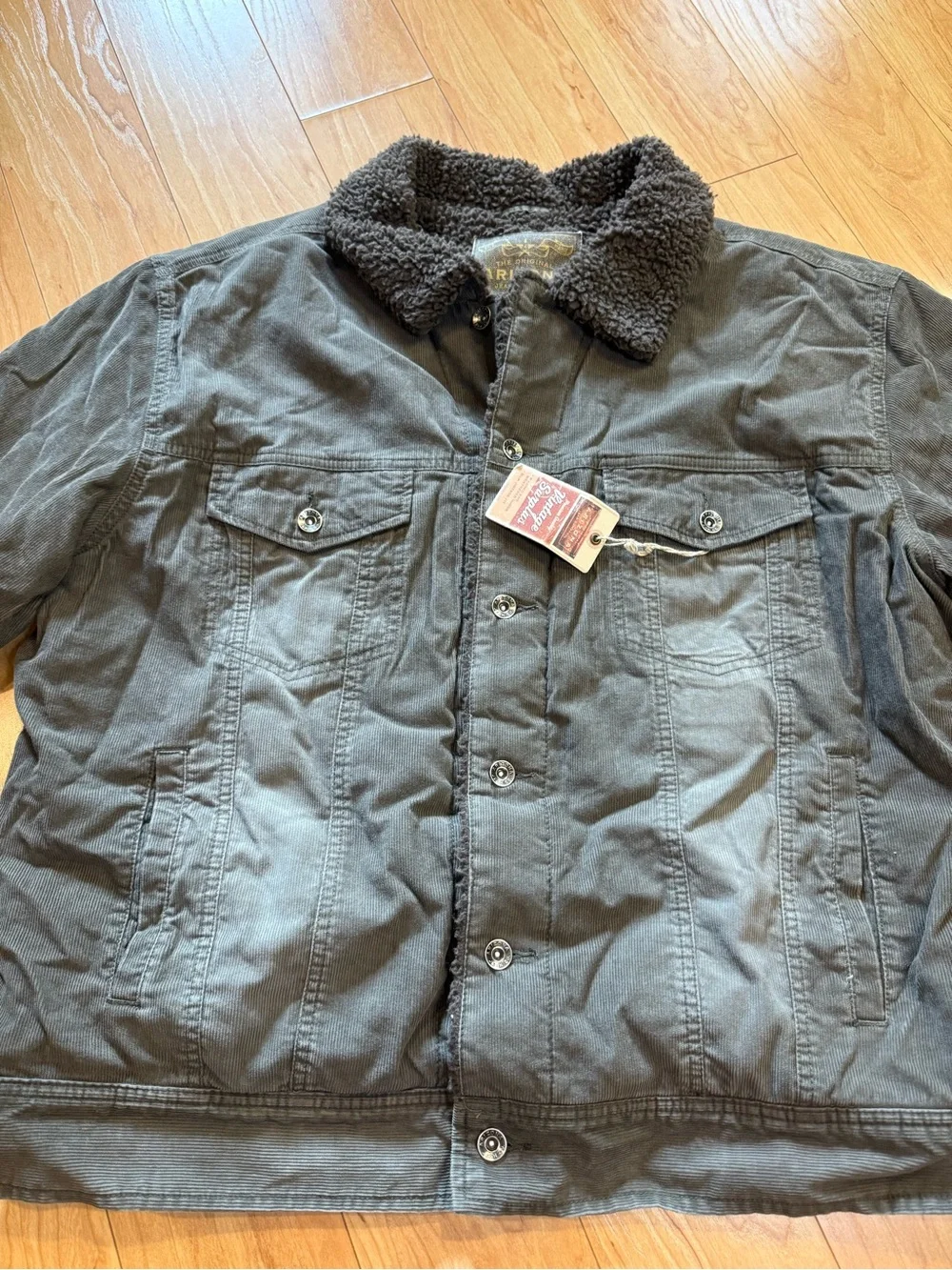Arizona Jean Co Sherpa Lined Corduroy Jacket Mens XXL Charcoal NWT Vintage Style
